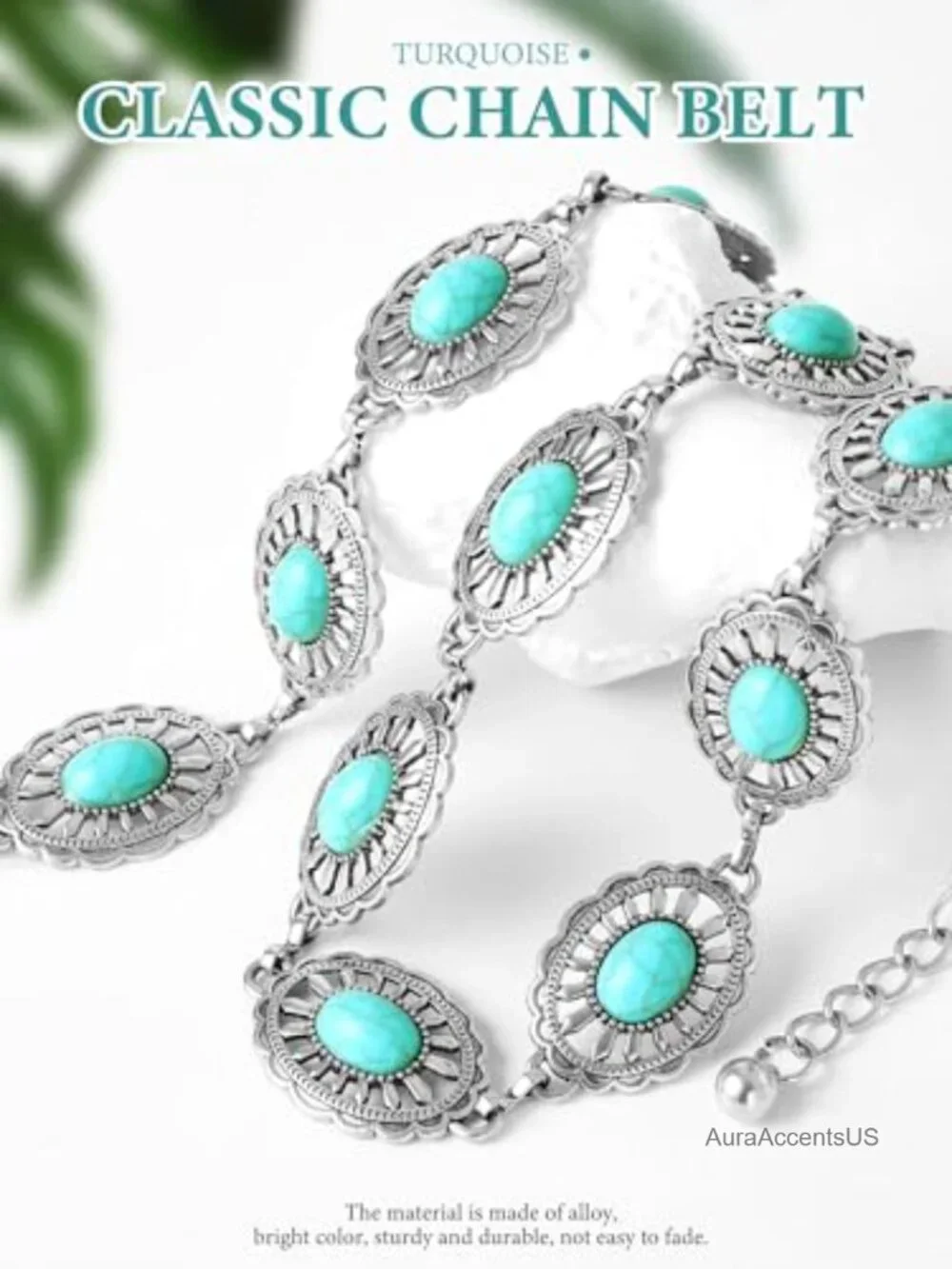 Western Waist Chain Belt Metal Concho Belt for Women Cowgirl Boho Dress Jean